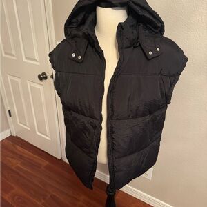 Black Hooded Puffer Vest
